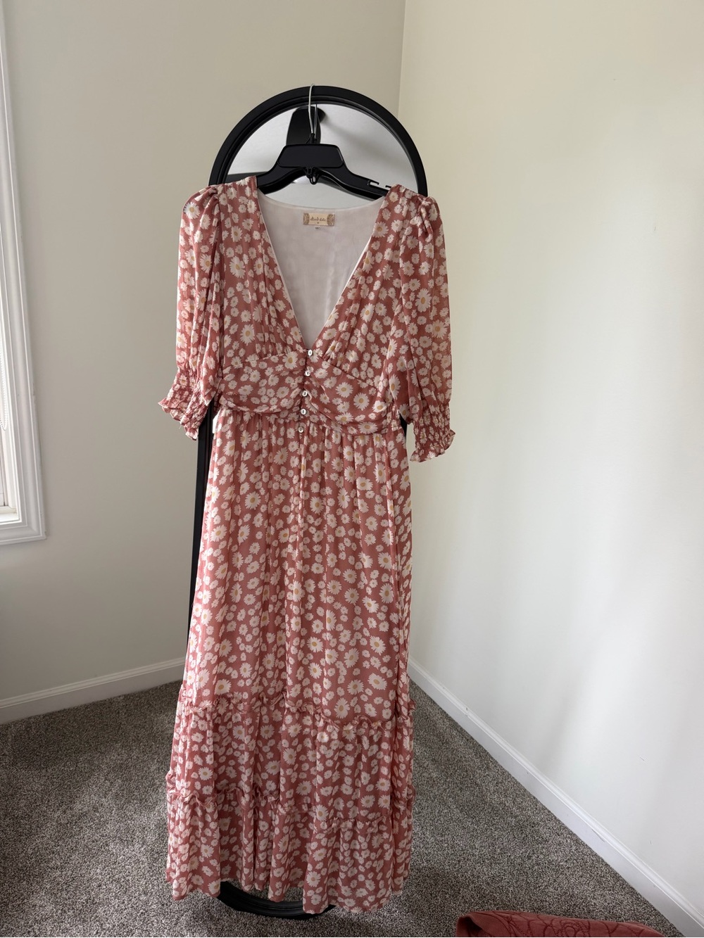 Altar’d State Pink Floral V-Neck Maxi Dress